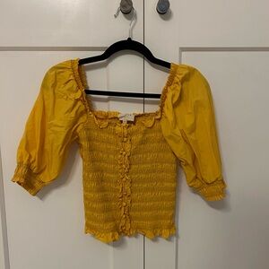 Sezane yellow shirred top size 34